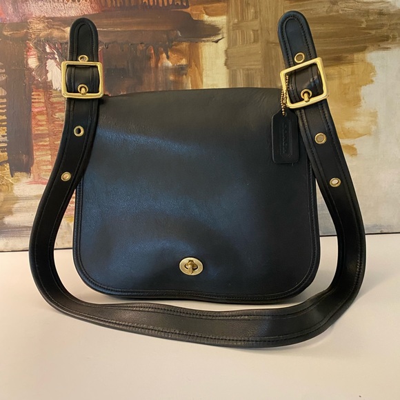 Coach Vintage Stewardess 9525 Black Leather Shoulder Bag Purse Gorgeous! - Picture 10 of 12